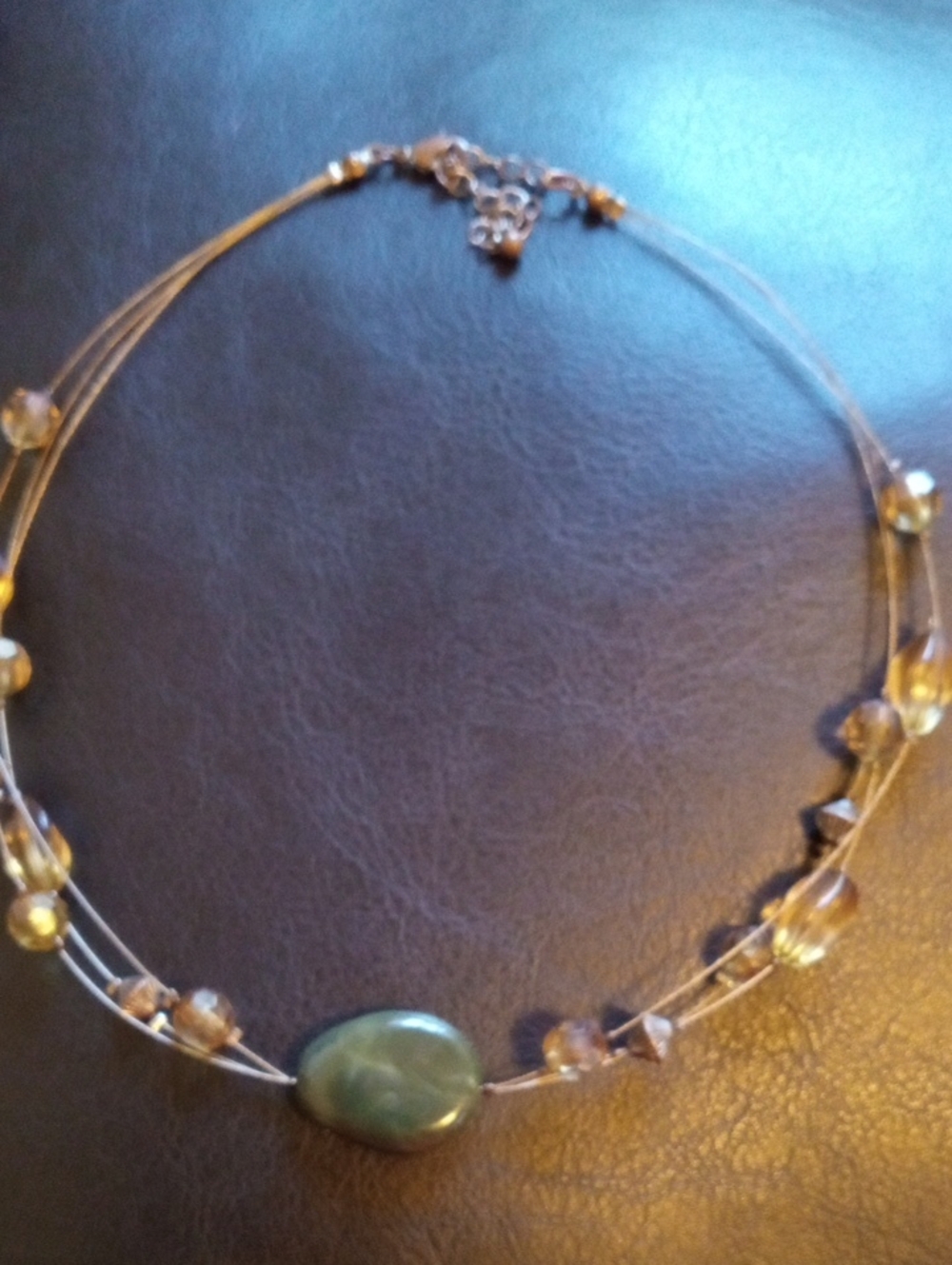 Delicate Green Bead Multi-Strand Choker Necklace